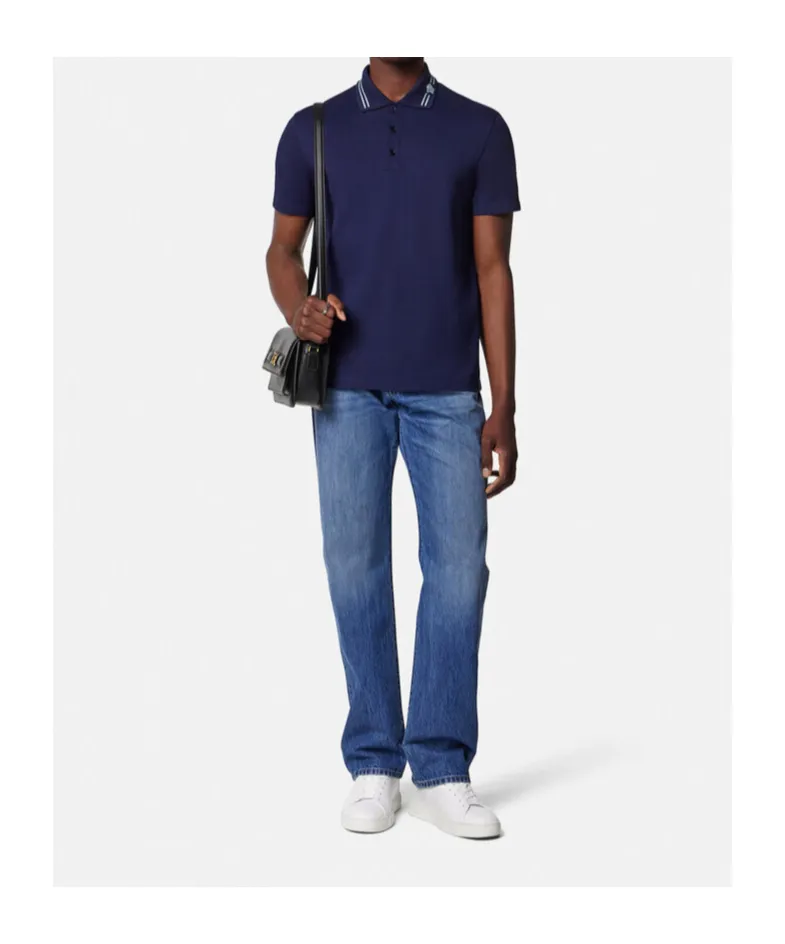 Versace Medusa-Embroidered Short-Sleeved Polo Shirt