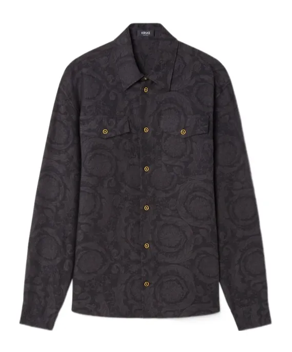 Versace Pattern-Jacquard Long-Sleeved Shirt