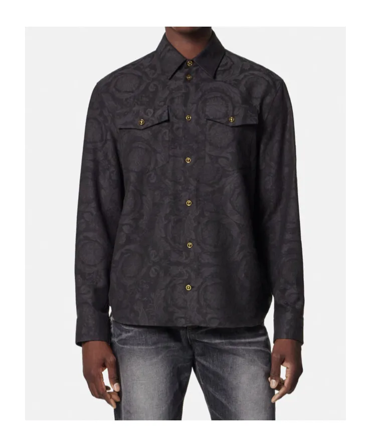 Versace Pattern-Jacquard Long-Sleeved Shirt
