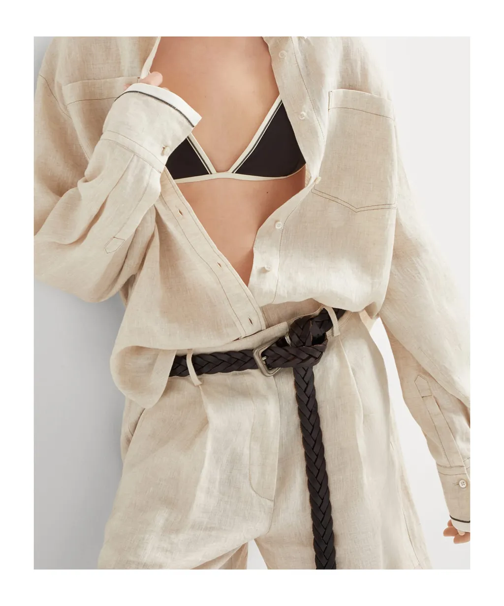 Contrasting-Trim Bikini Top
