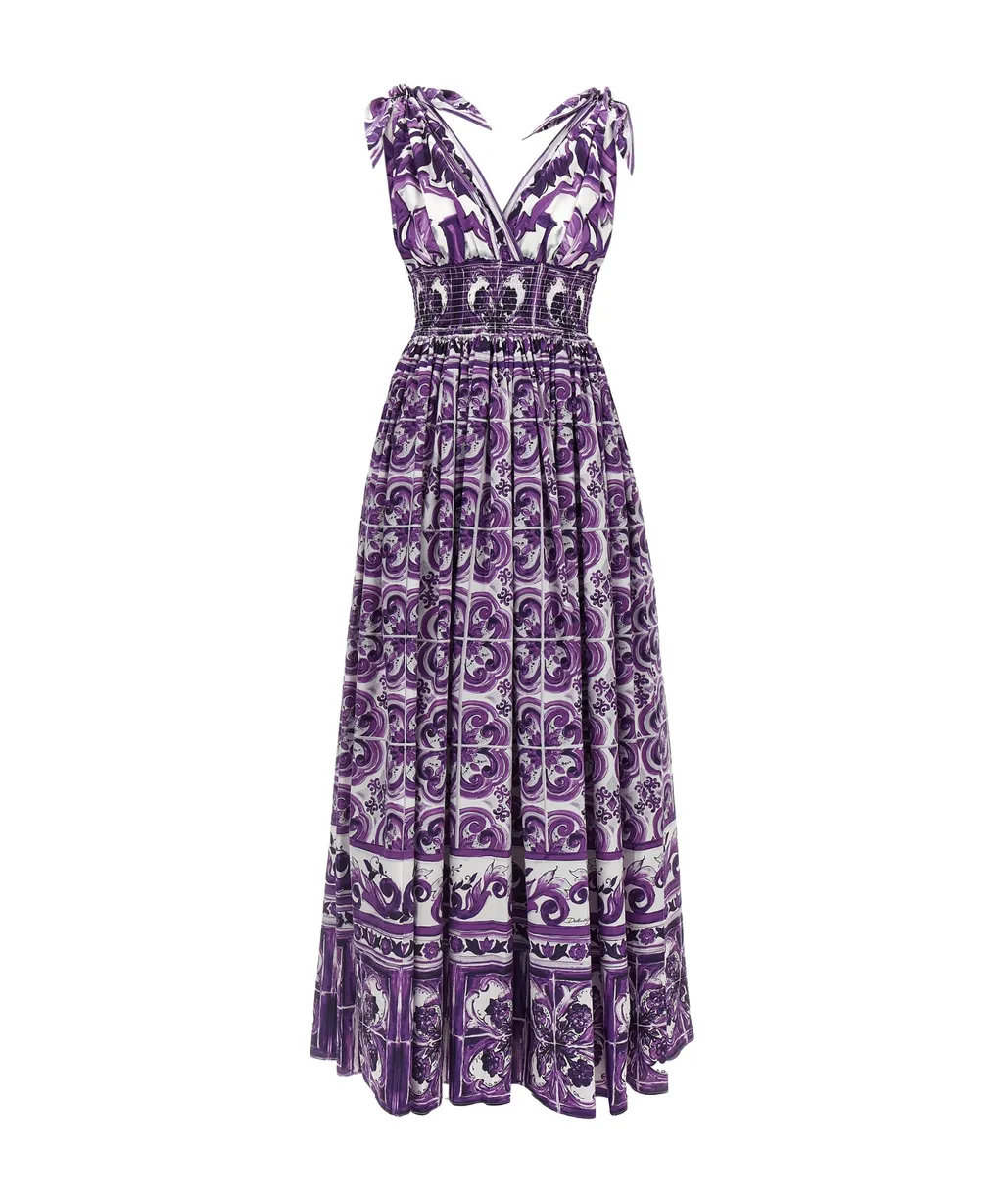 Maiolica-Print Midi Dress