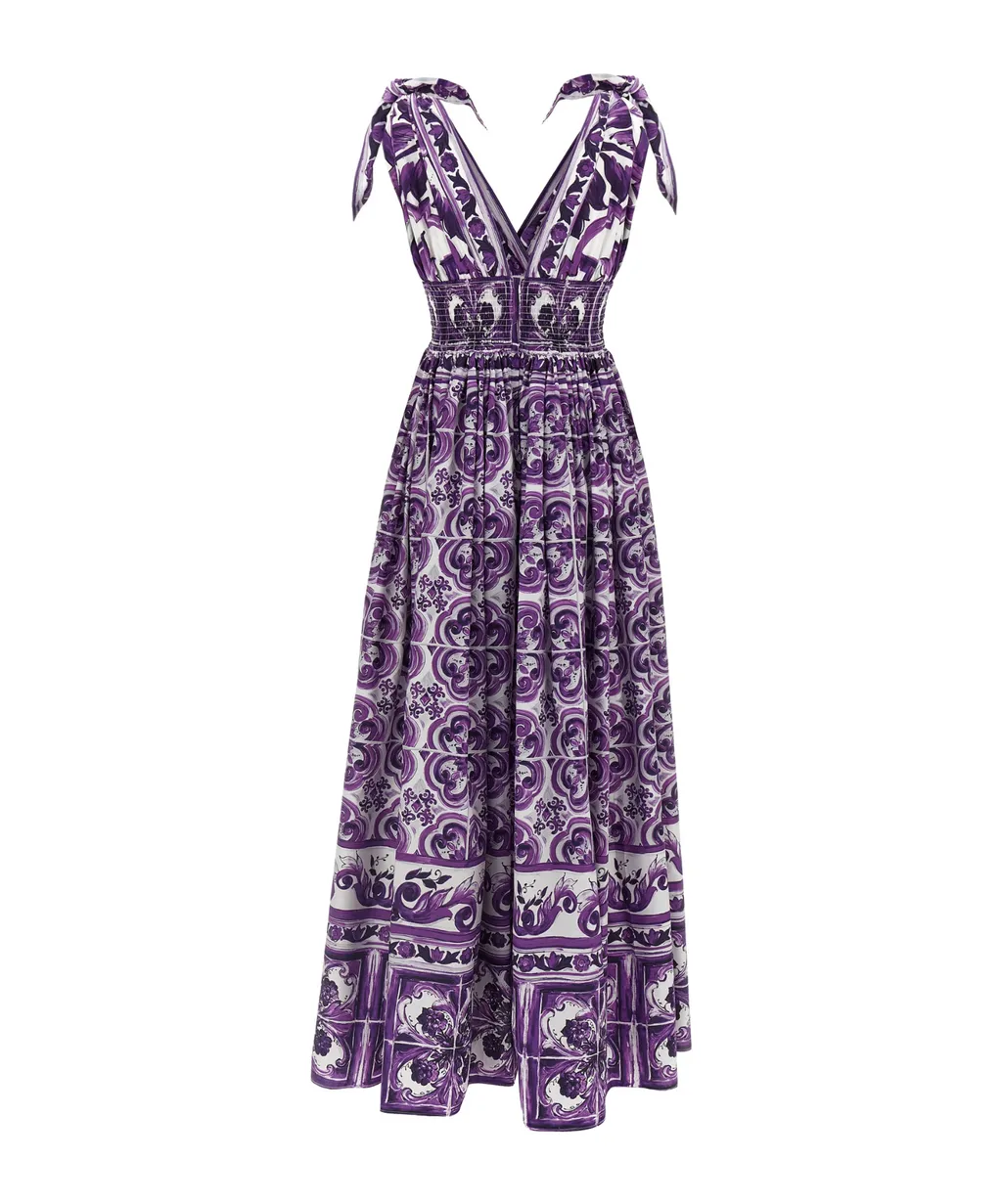 Maiolica-Print Midi Dress