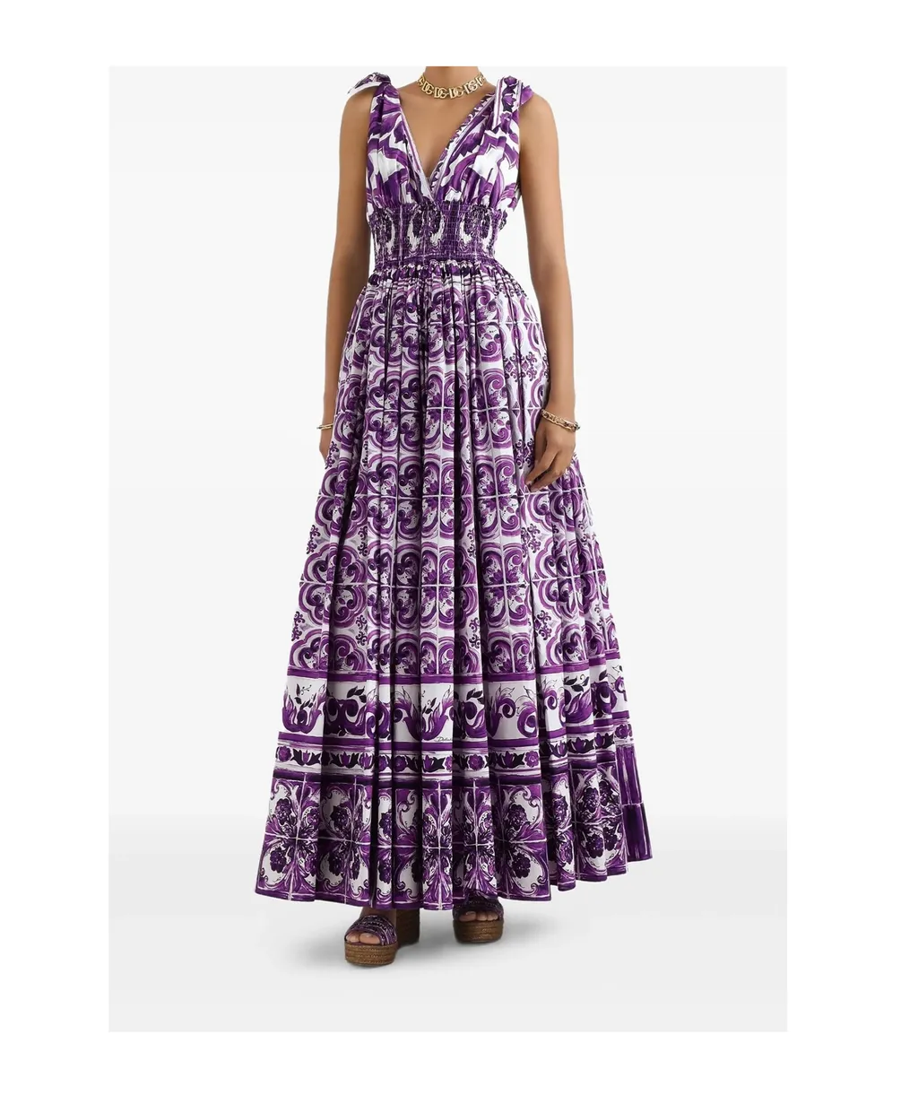 Maiolica-Print Midi Dress