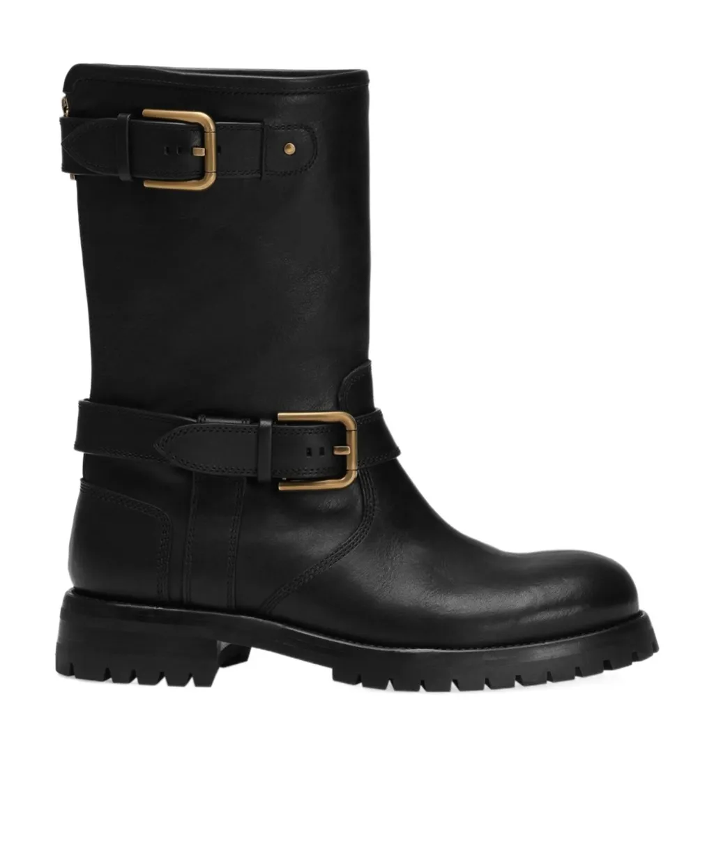 Buckle-Detail Knee-High Boots