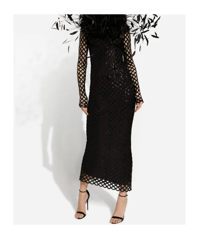 Dolce & Gabbana Sequin Embellished Mesh Dress