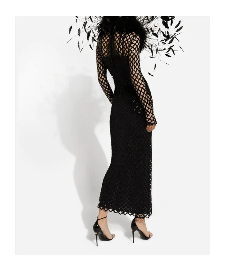 Dolce & Gabbana Sequin Embellished Mesh Dress