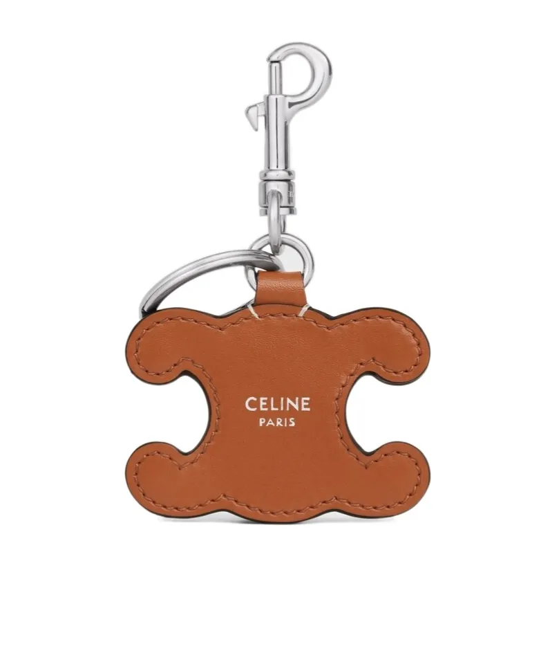 Metal Triomphe Keyring In Metal And Calfskin