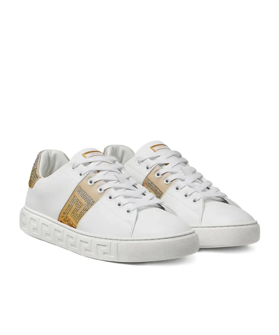 Versace Greca-Embellished Lace-Up Sneakers