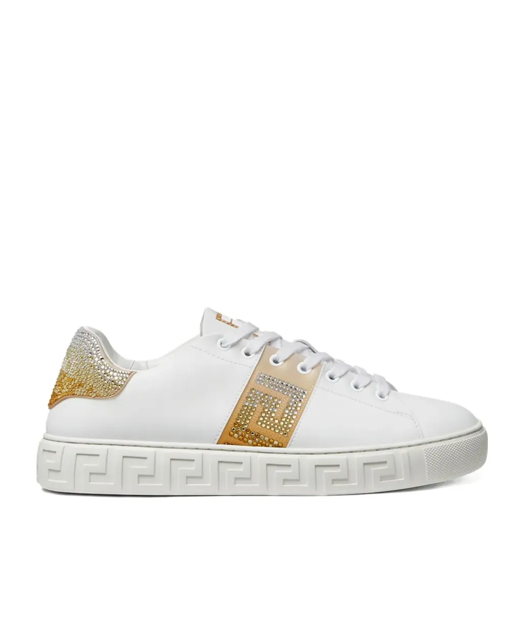 Versace Greca-Embellished Lace-Up Sneakers