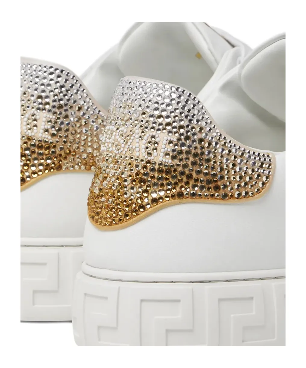 Versace Greca-Embellished Lace-Up Sneakers