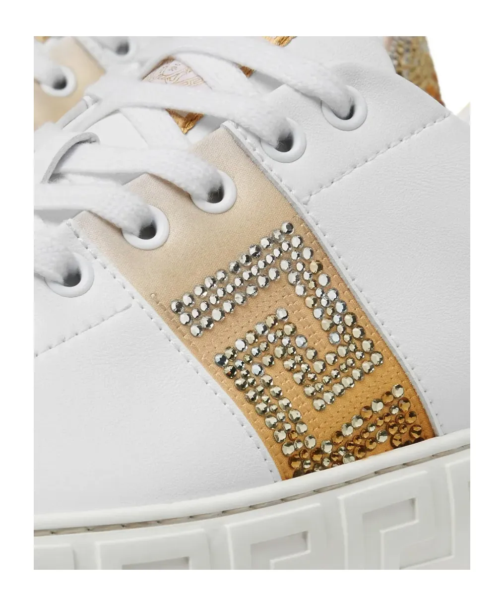 Versace Greca-Embellished Lace-Up Sneakers