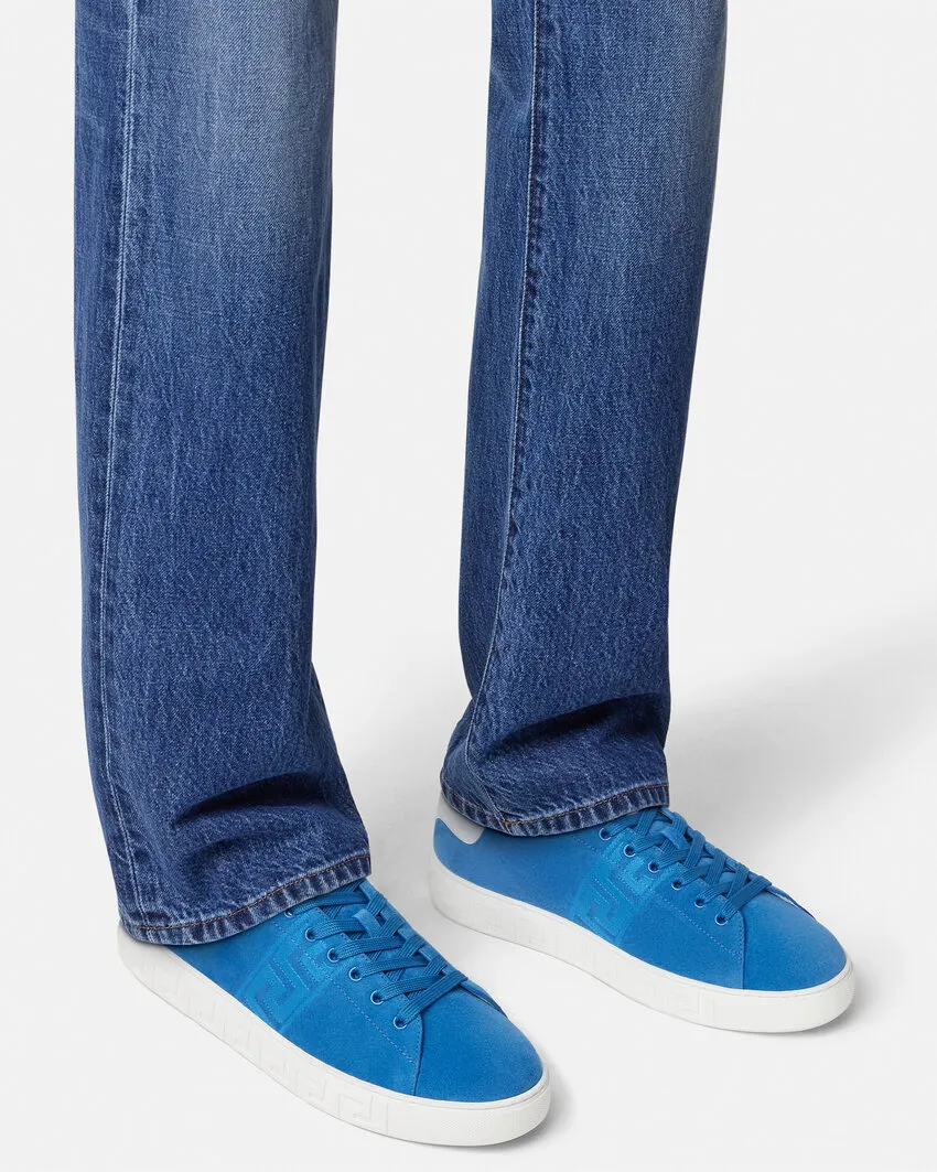 Versace Greca-Embroidered Lace-Up Sneakers