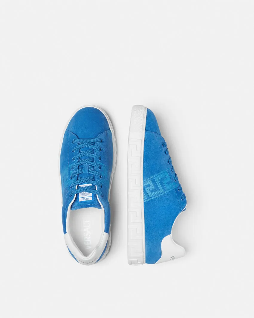 Versace Greca-Embroidered Lace-Up Sneakers