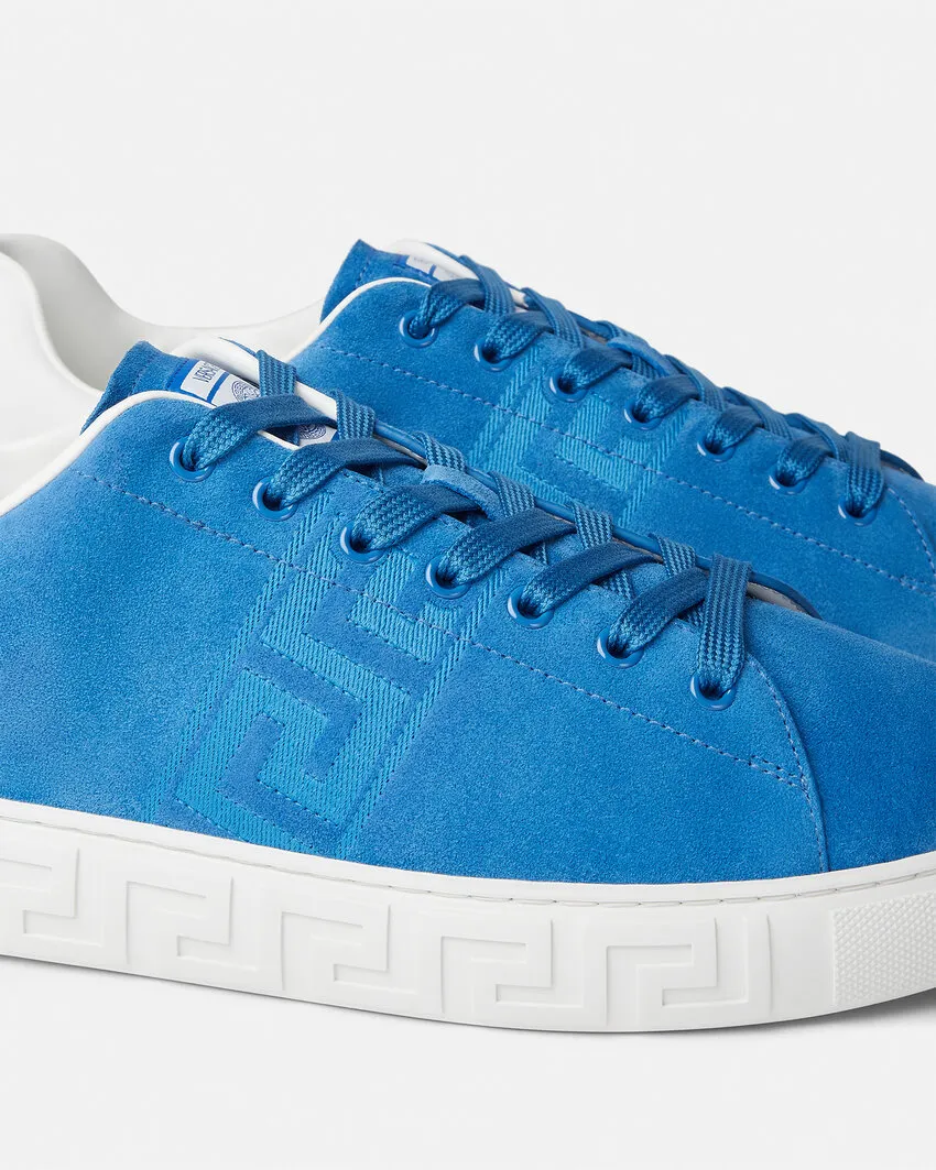 Versace Greca-Embroidered Lace-Up Sneakers