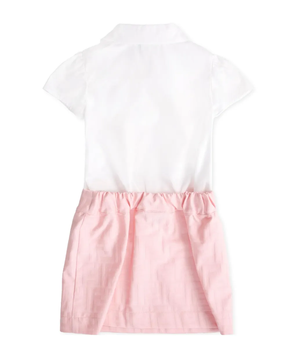 Pink Cotton Jacquard Poplin Baby Dress