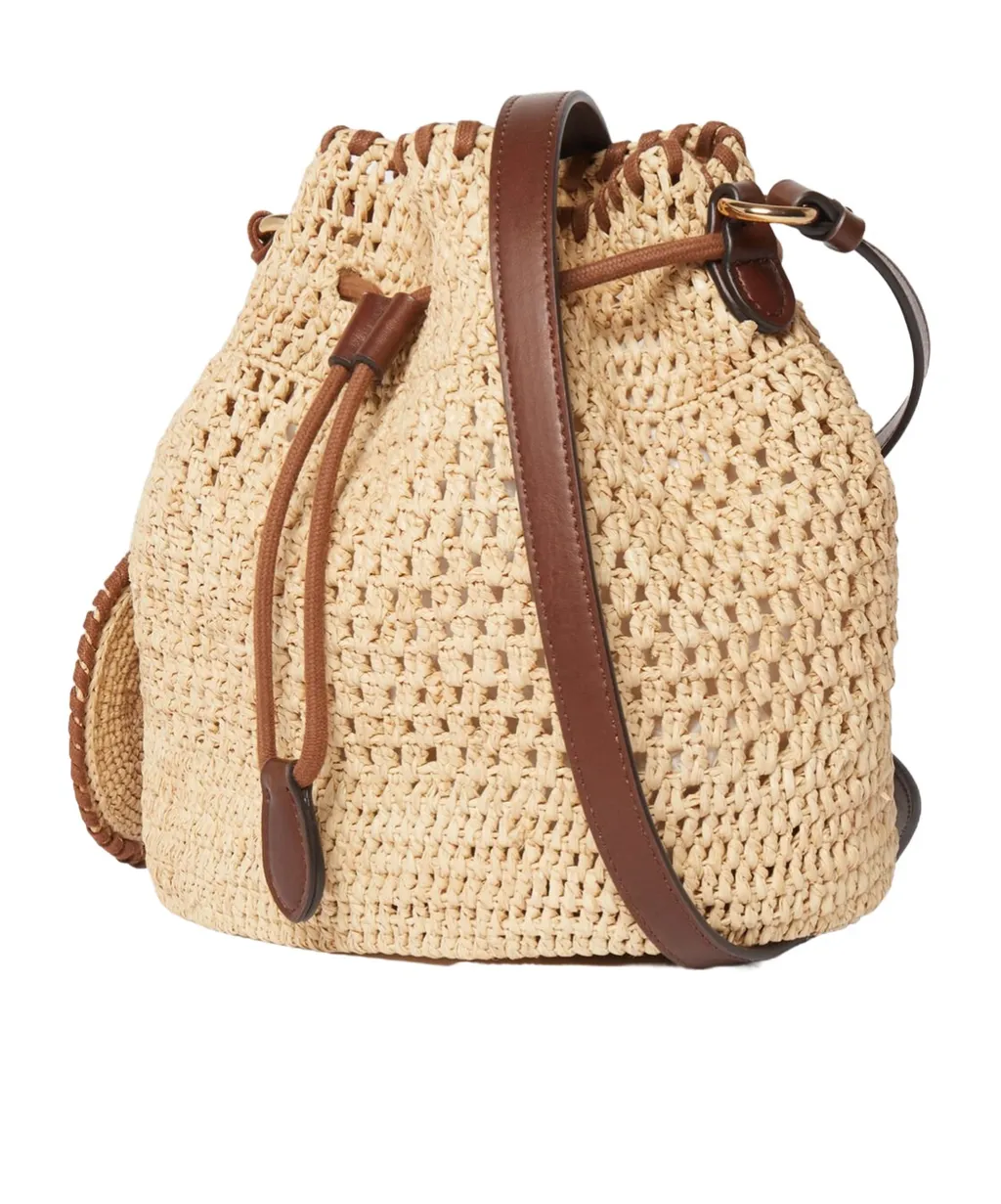 Falabella Crocheted Raffia Bucket Bag