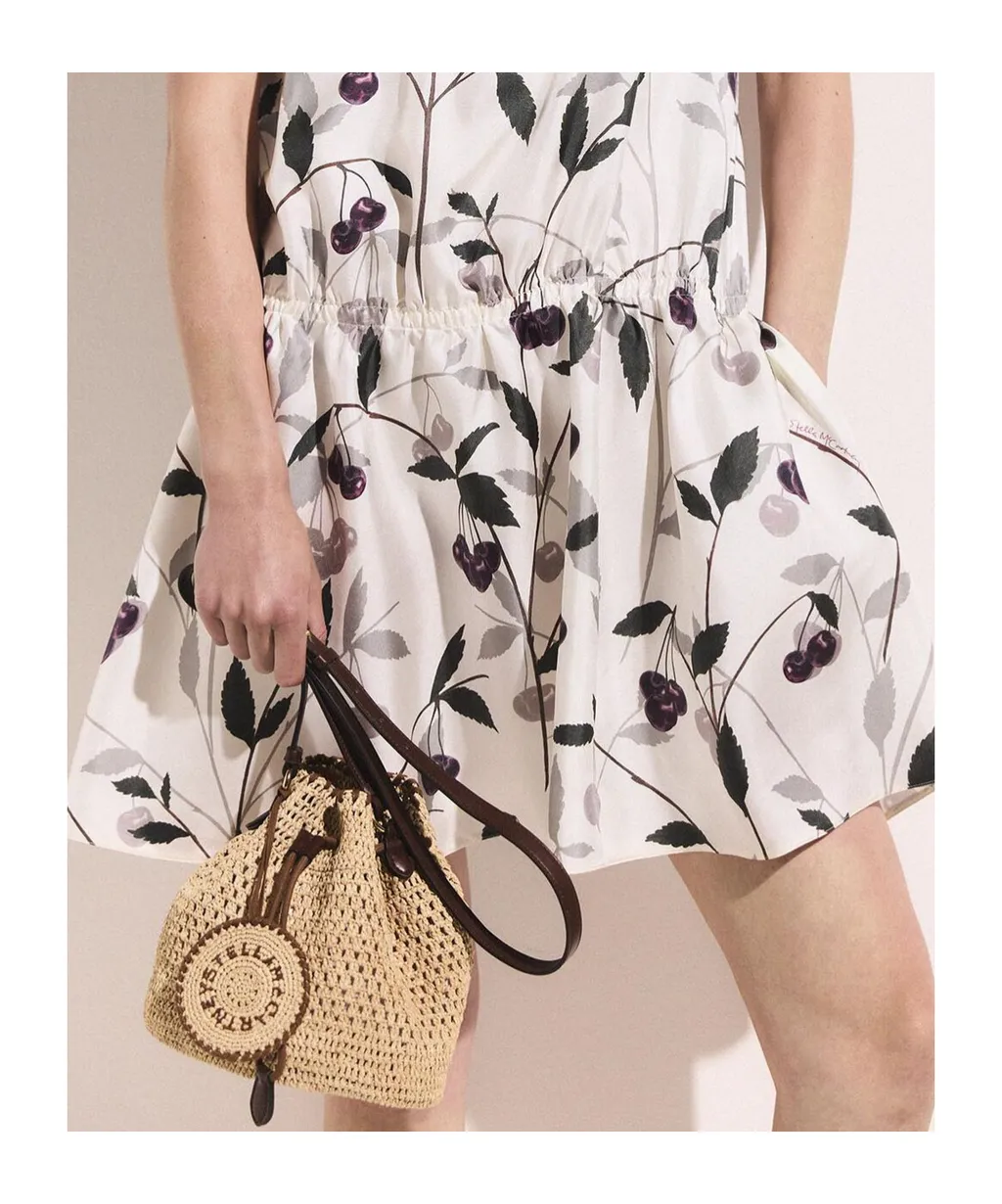 Falabella Crocheted Raffia Bucket Bag