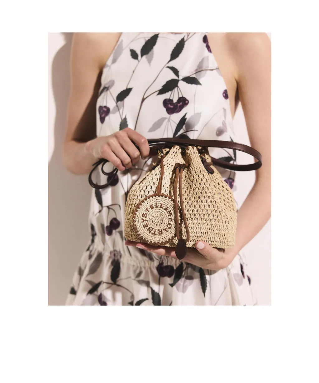 Falabella Crocheted Raffia Bucket Bag