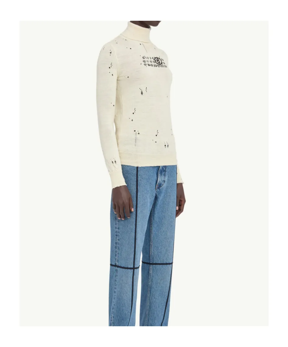Mm6 Maison Margiela Numbers-Motif Distressed Jumper