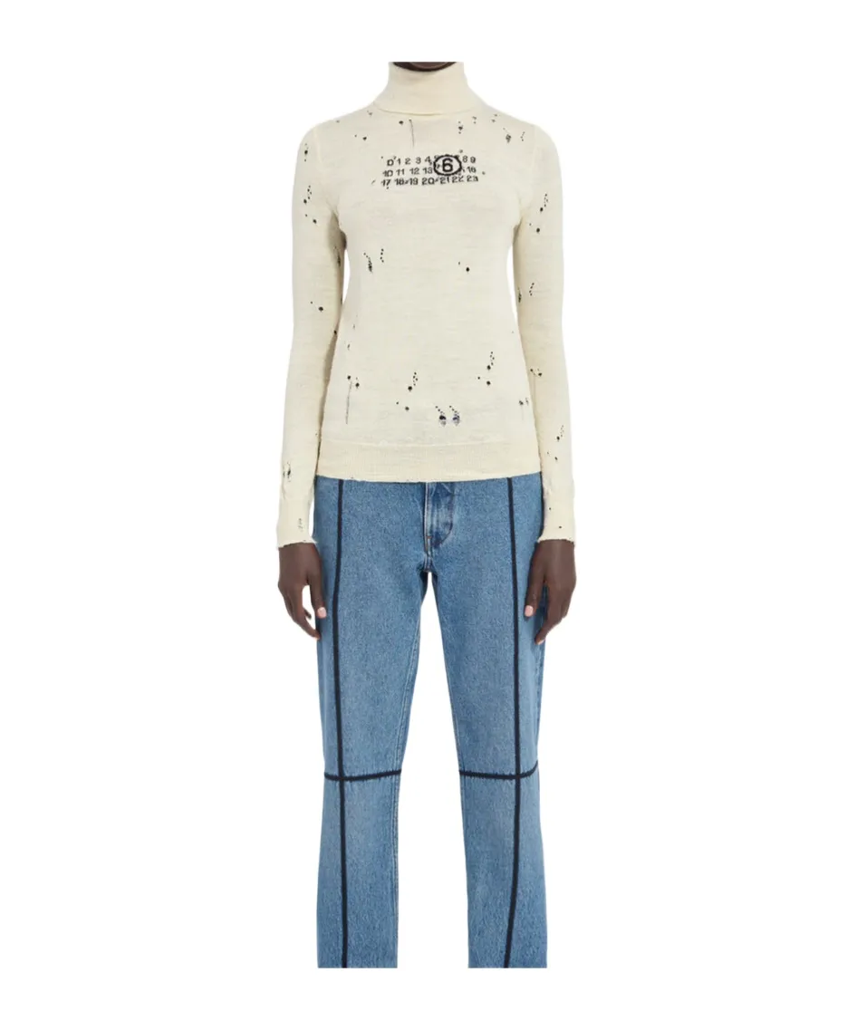 Mm6 Maison Margiela Numbers-Motif Distressed Jumper