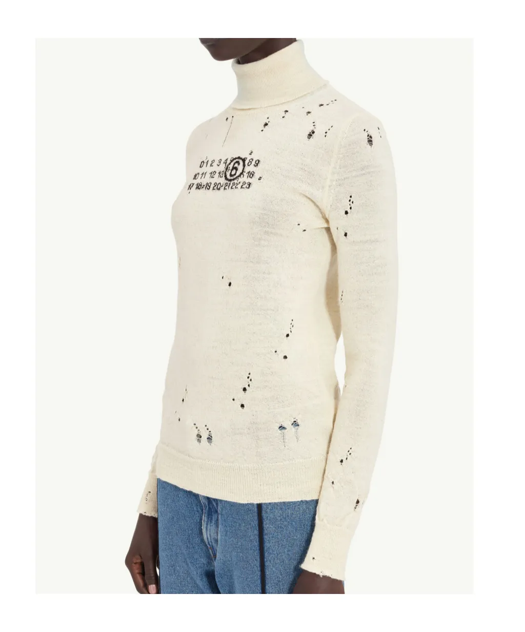 Mm6 Maison Margiela Numbers-Motif Distressed Jumper
