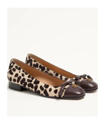 Valentino Leopard Printed Bow Detailed Ballet Flats