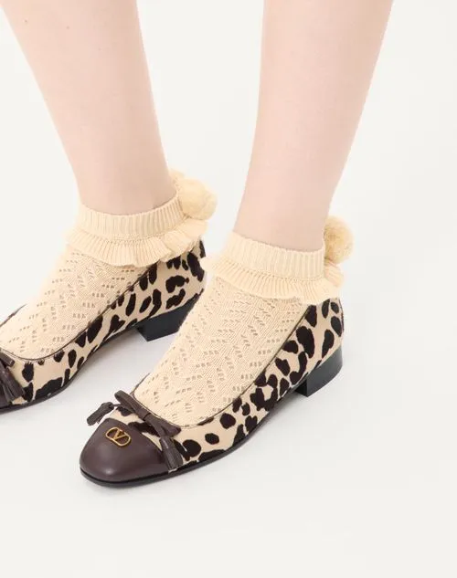 Valentino Leopard Printed Bow Detailed Ballet Flats