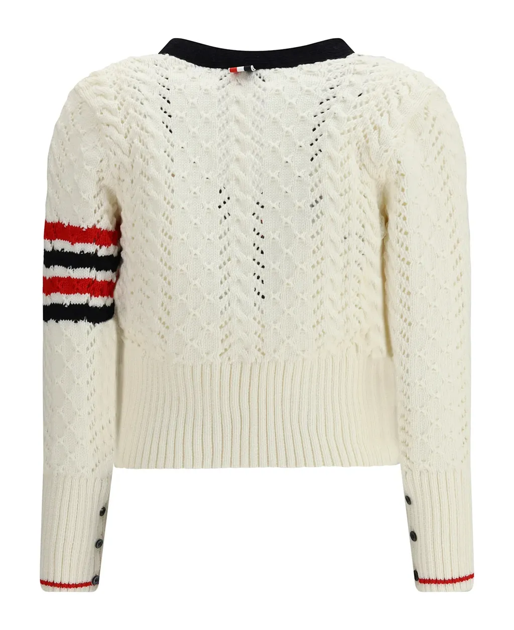 Thom Browne Cable Pointelle Stitch 4-Bar Cardigan
