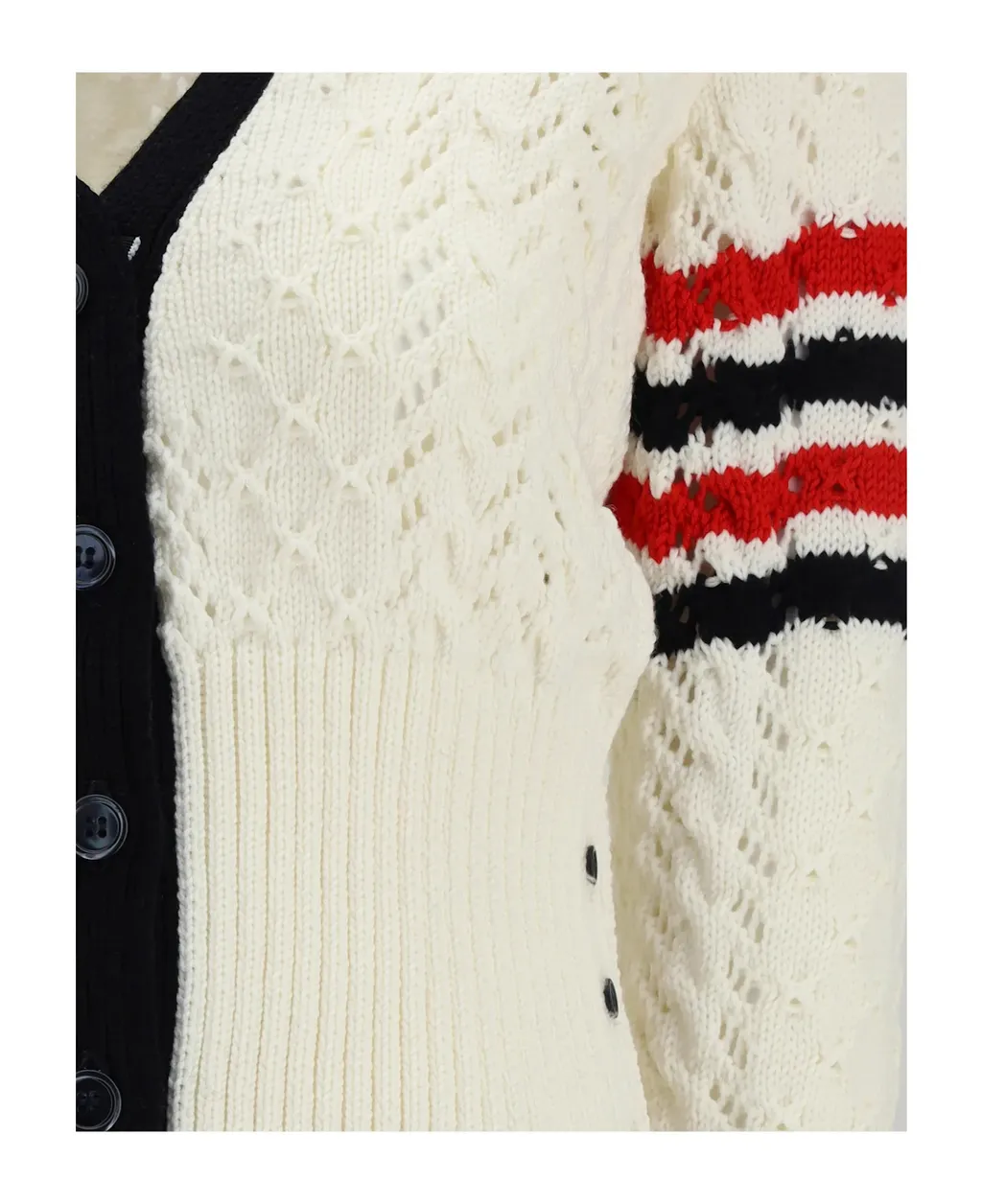 Thom Browne Cable Pointelle Stitch 4-Bar Cardigan