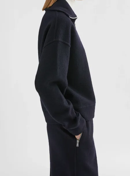 Jil Sander Felt Half-Zip Jumper
