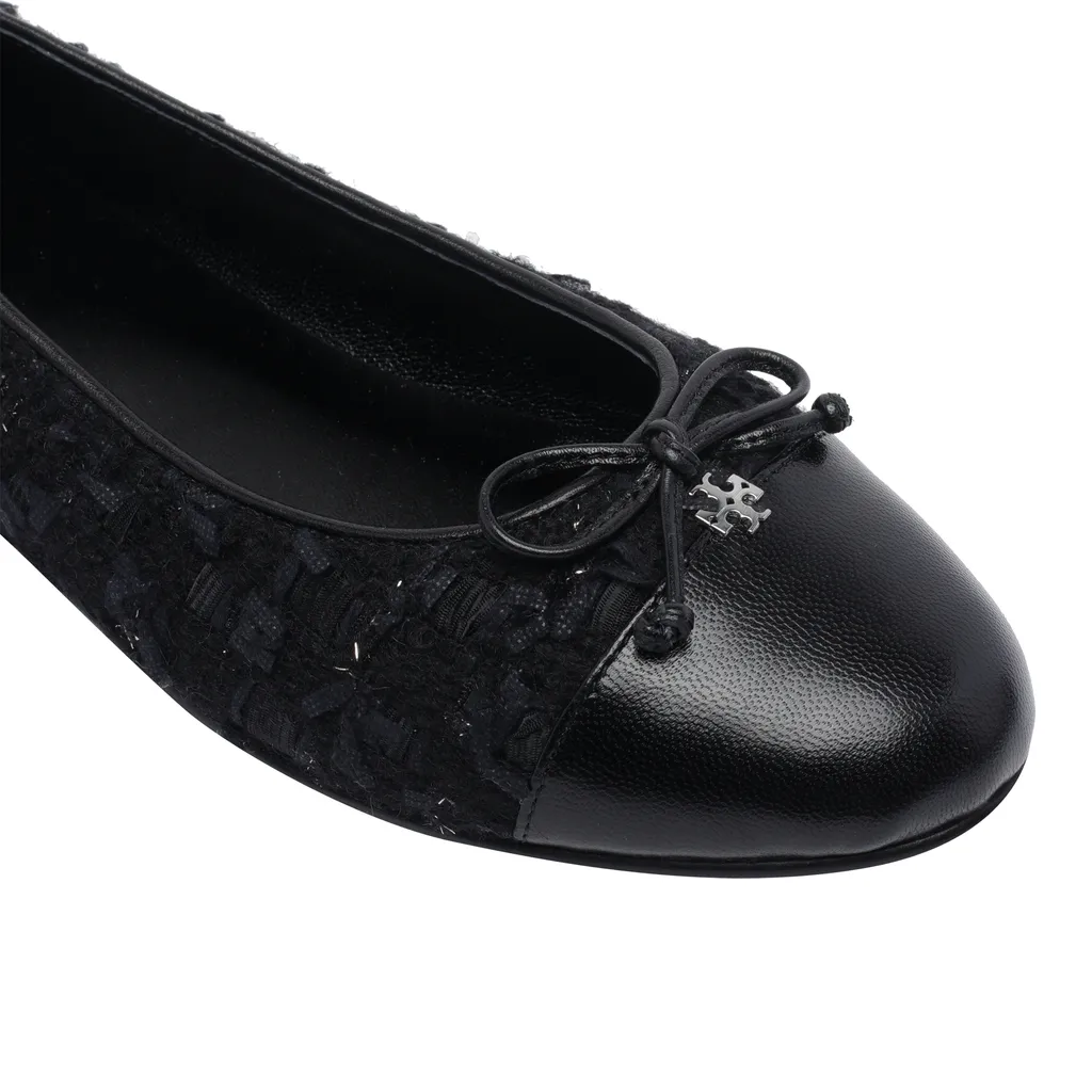 Tory Burch Bow Detailed Cap-Toe Ballet Flats