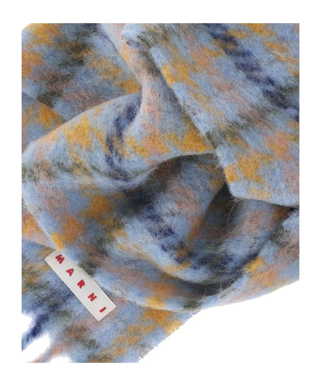 Marni Checked Fringed Scarf