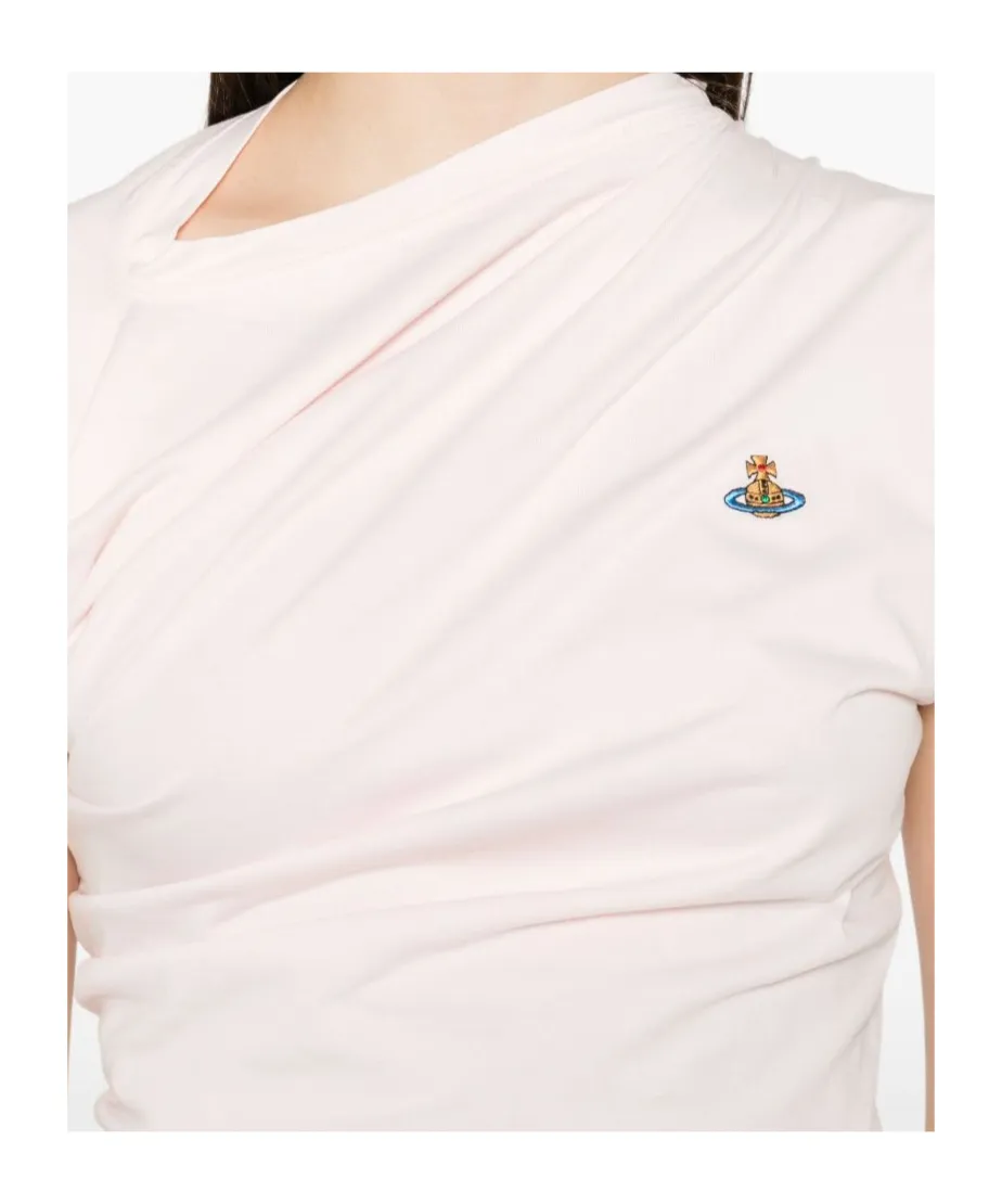 Hebo Draped-Shoulder Cotton Top