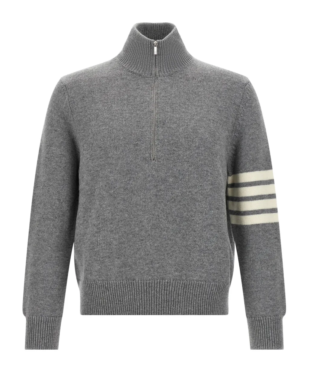 Thom Browne Stripe Detailed Funnel Neck Sweater