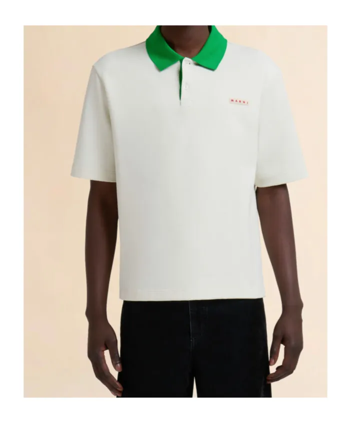 Marni Contrast Collar Piqué Polo Shirt