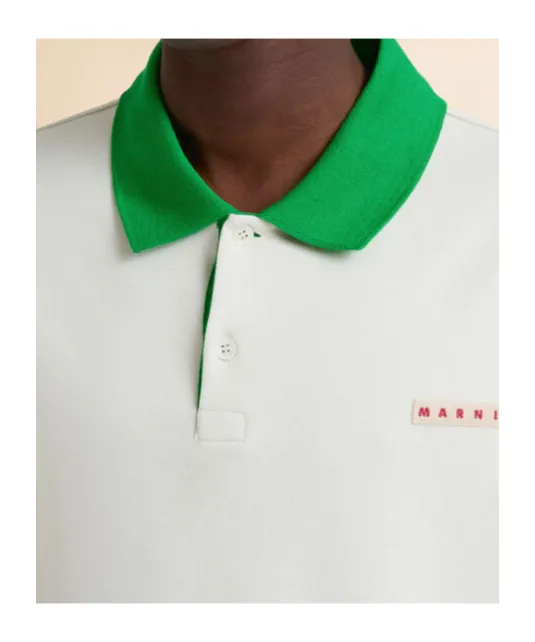 Marni Contrast Collar Piqué Polo Shirt