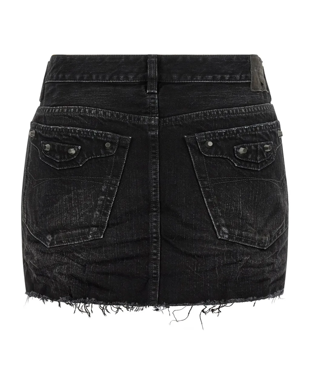 Frayed Edge Denim Mini Skirt