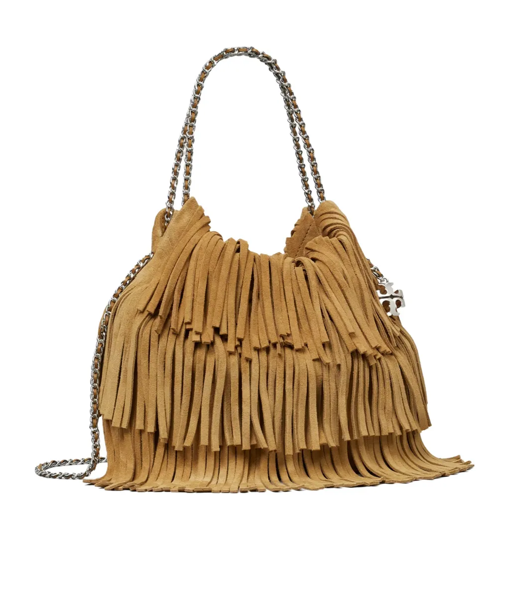 Tory Burch Mini Fleming Fringed Hobo Bag