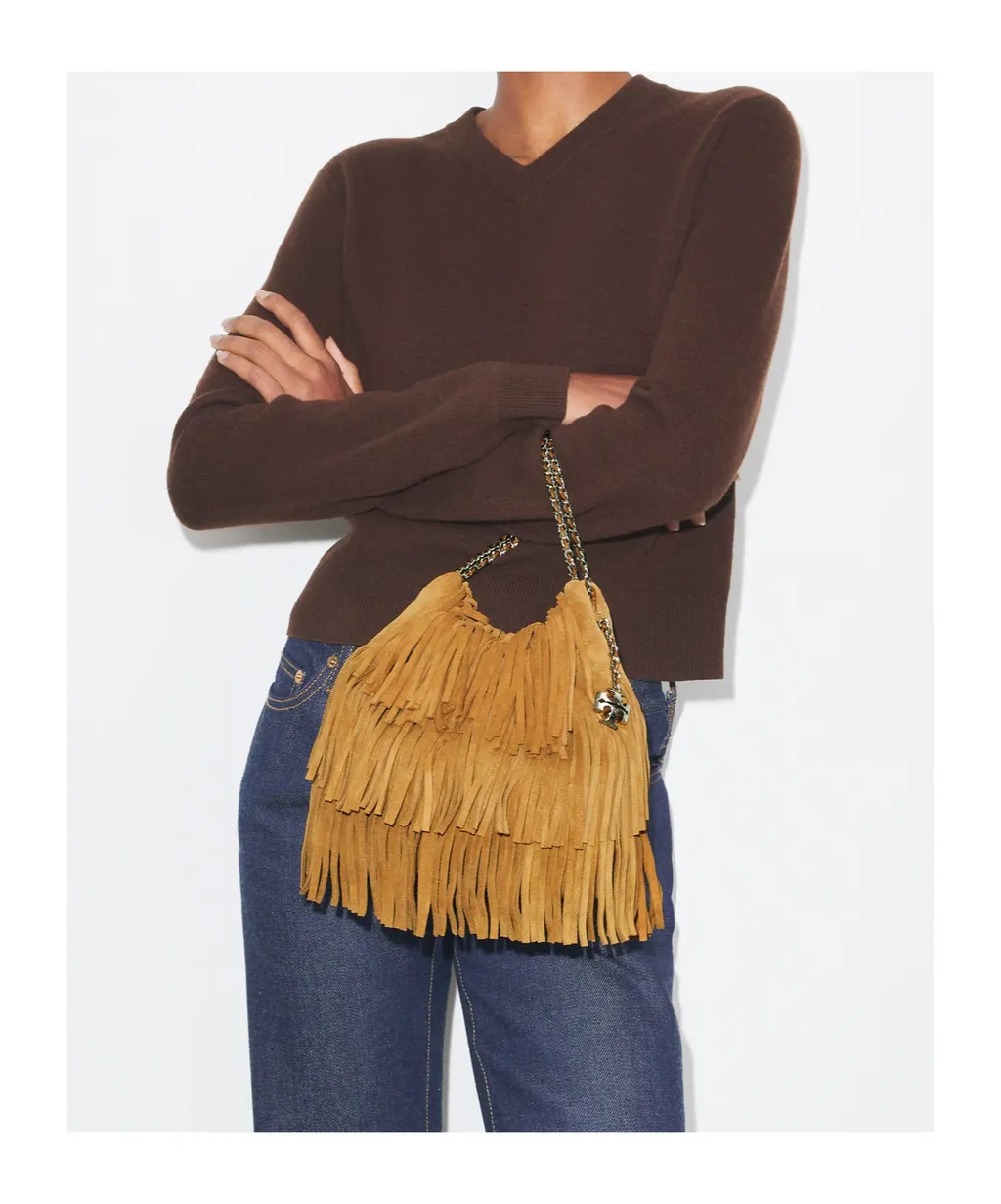 Tory Burch Mini Fleming Fringed Hobo Bag