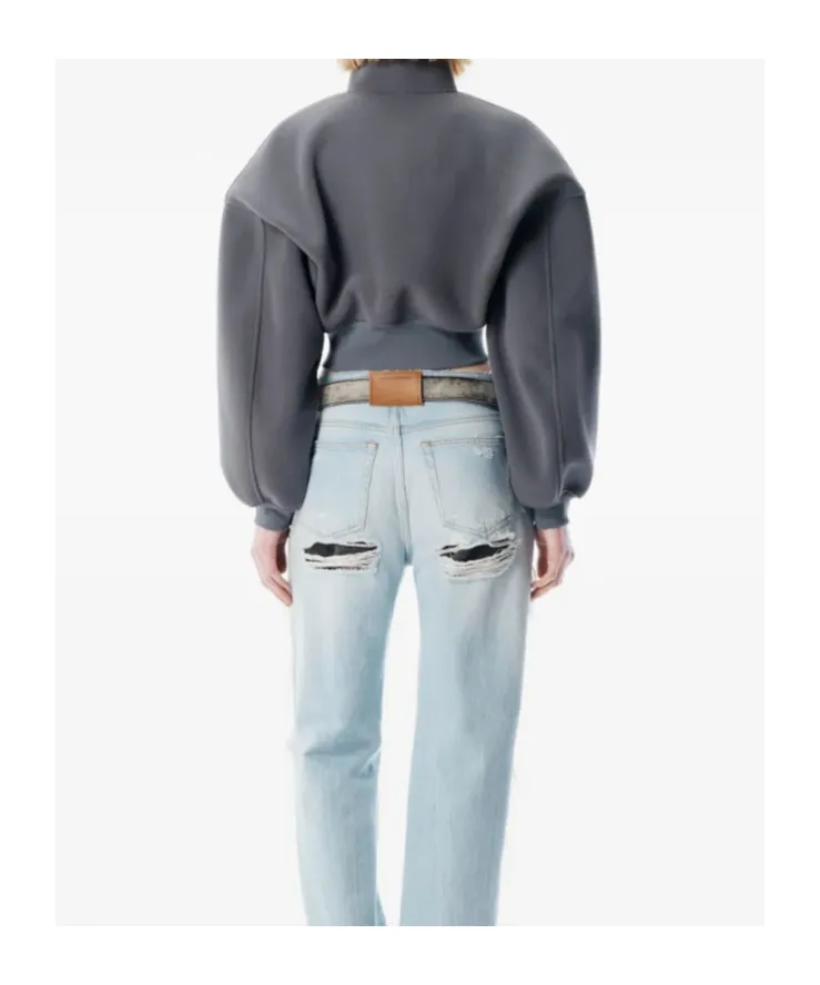 Zip-Up Cropped Sweatshirt
