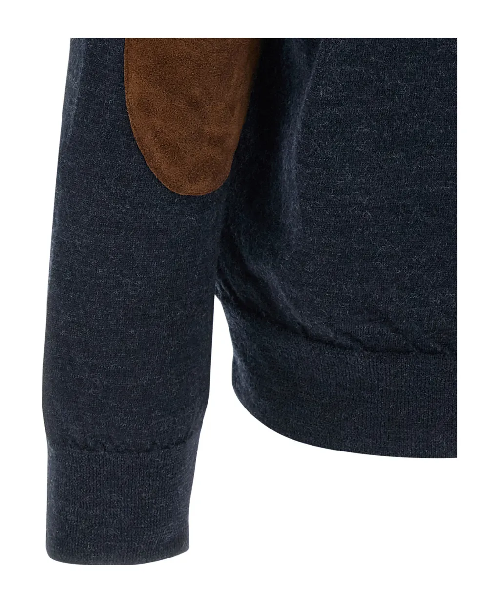 Elbow-Patch V-Neck Cardigan