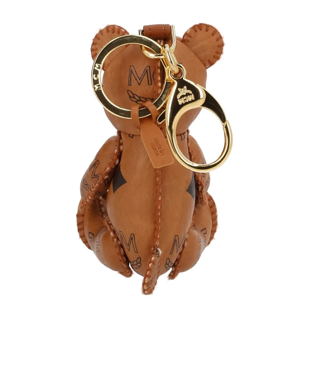 Mcm Stitch Detailed Bear Shape Keychain