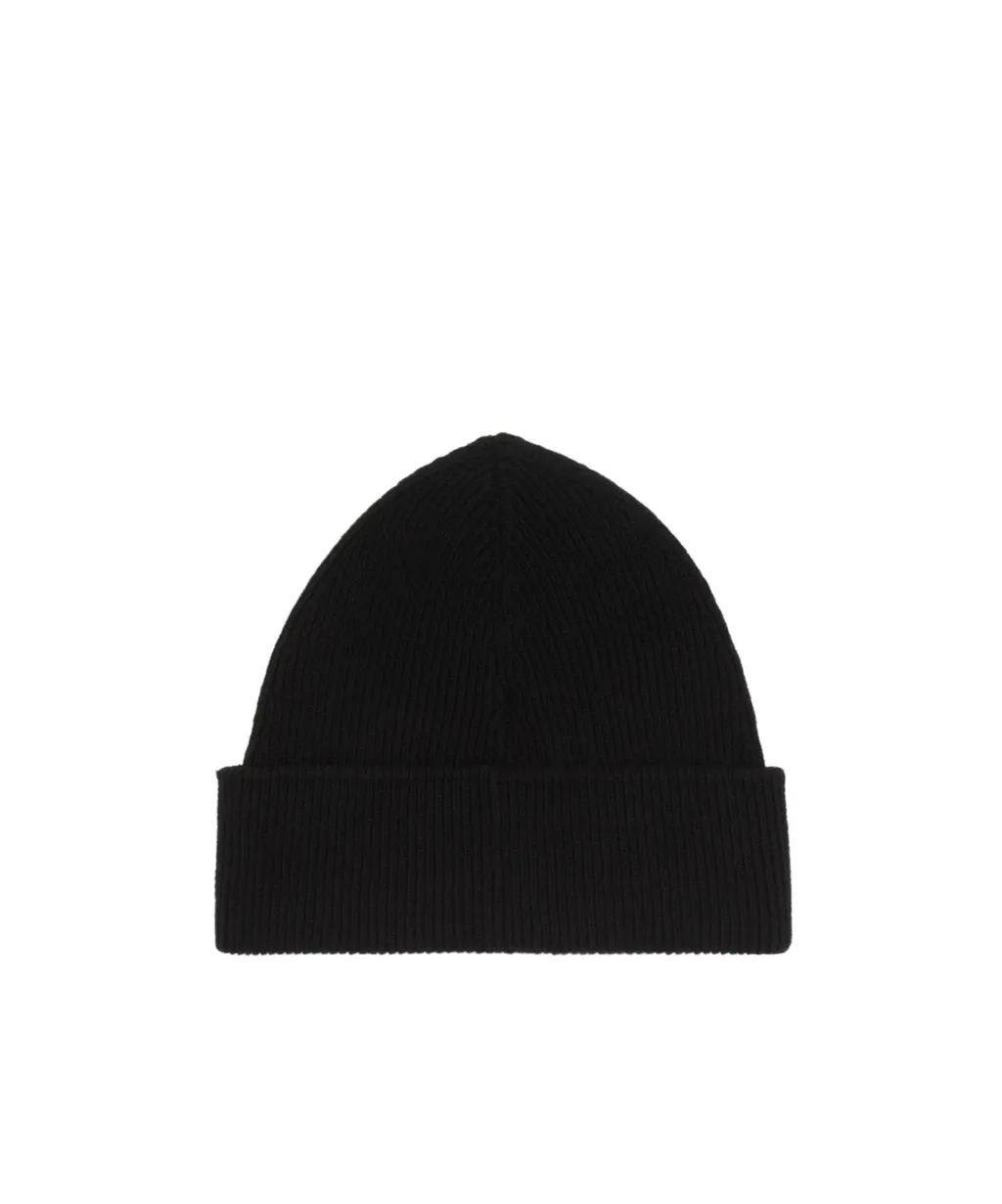 Mm6 Maison Margiela Logo Patch Ribbed Beanie