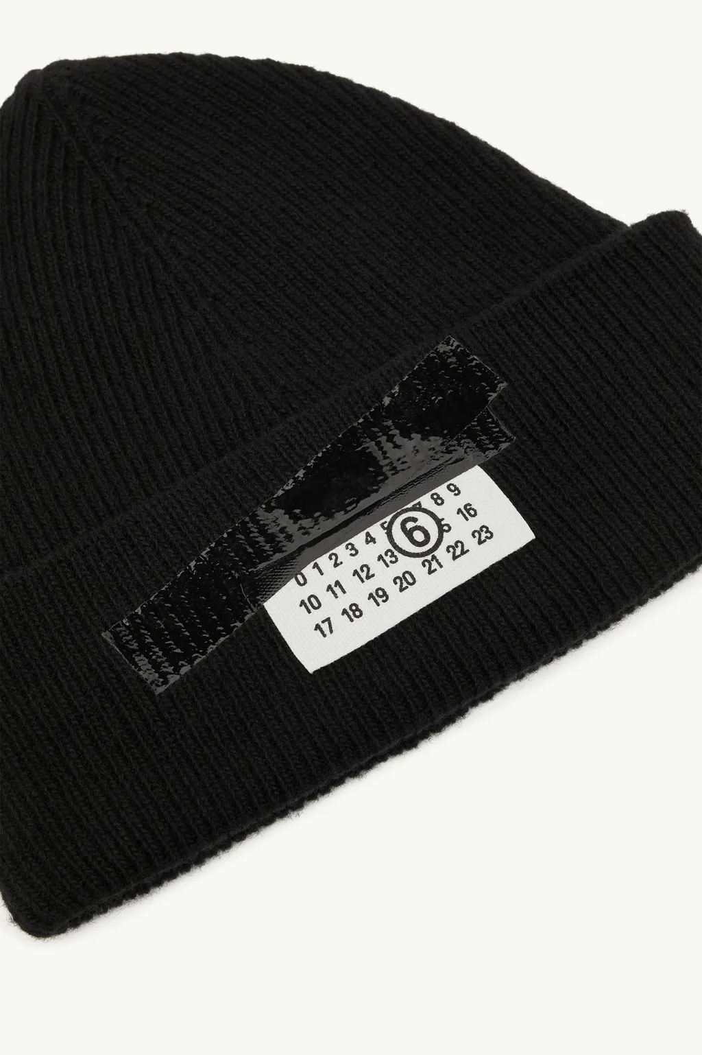 Mm6 Maison Margiela Logo Patch Ribbed Beanie