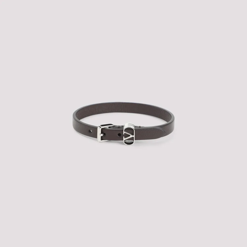 Leather V-Logo Bracelet