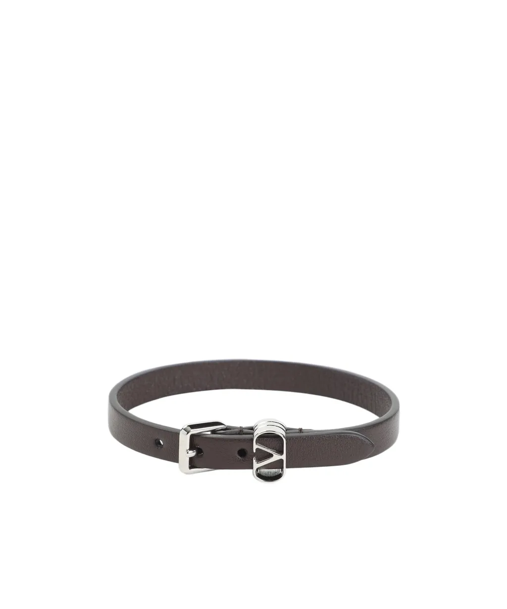 Leather V-Logo Bracelet