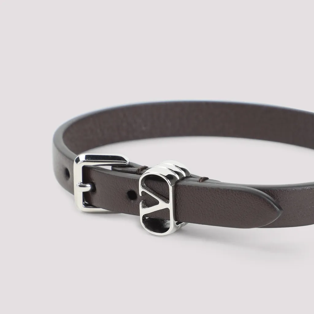 Leather V-Logo Bracelet