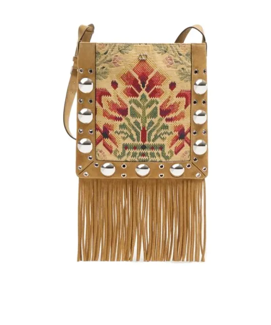 Valentino NellcÔTe Eyelet Detailed Fringed Shoulder Bag