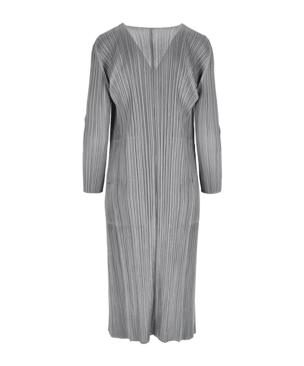 Pleats Please Issey Miyake V-Neck Pleated Coat
