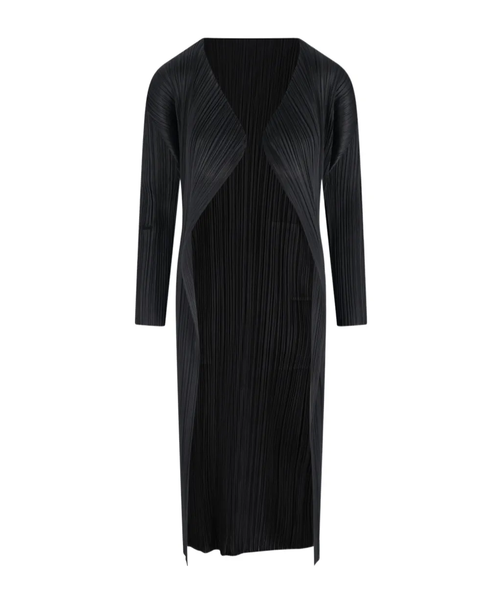 Pleats Please Issey Miyake V-Neck Pleated Coat